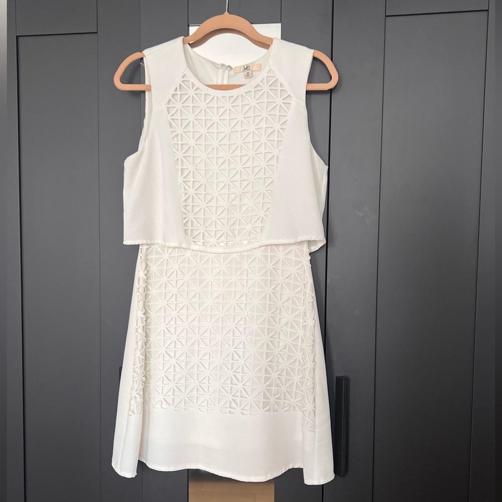 Ya Los Angeles White Geometric Midi Dress